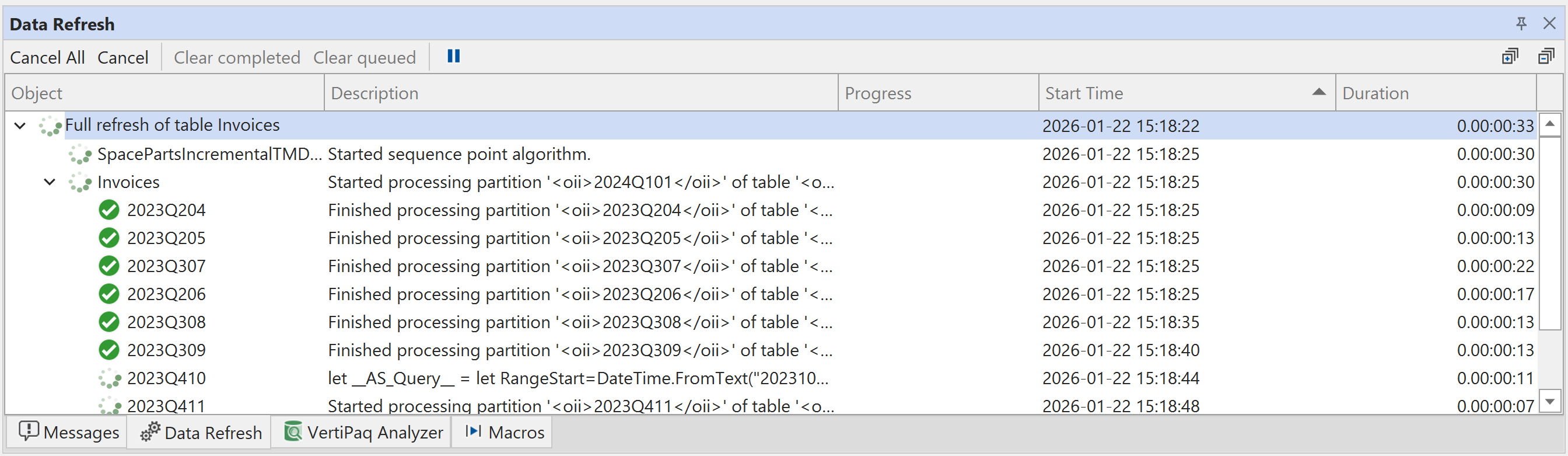 Data Refresh View